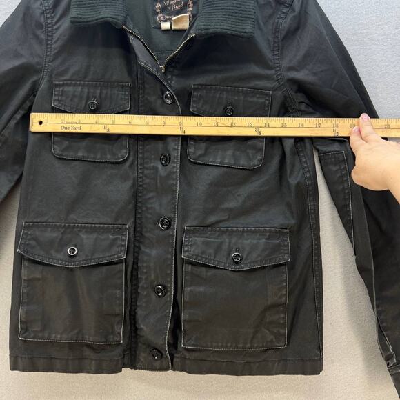 VTG J. Crew Jacket Women's S Black Washed and Aged Waxed Cotton Utility Preppy - Picture 4 of 12